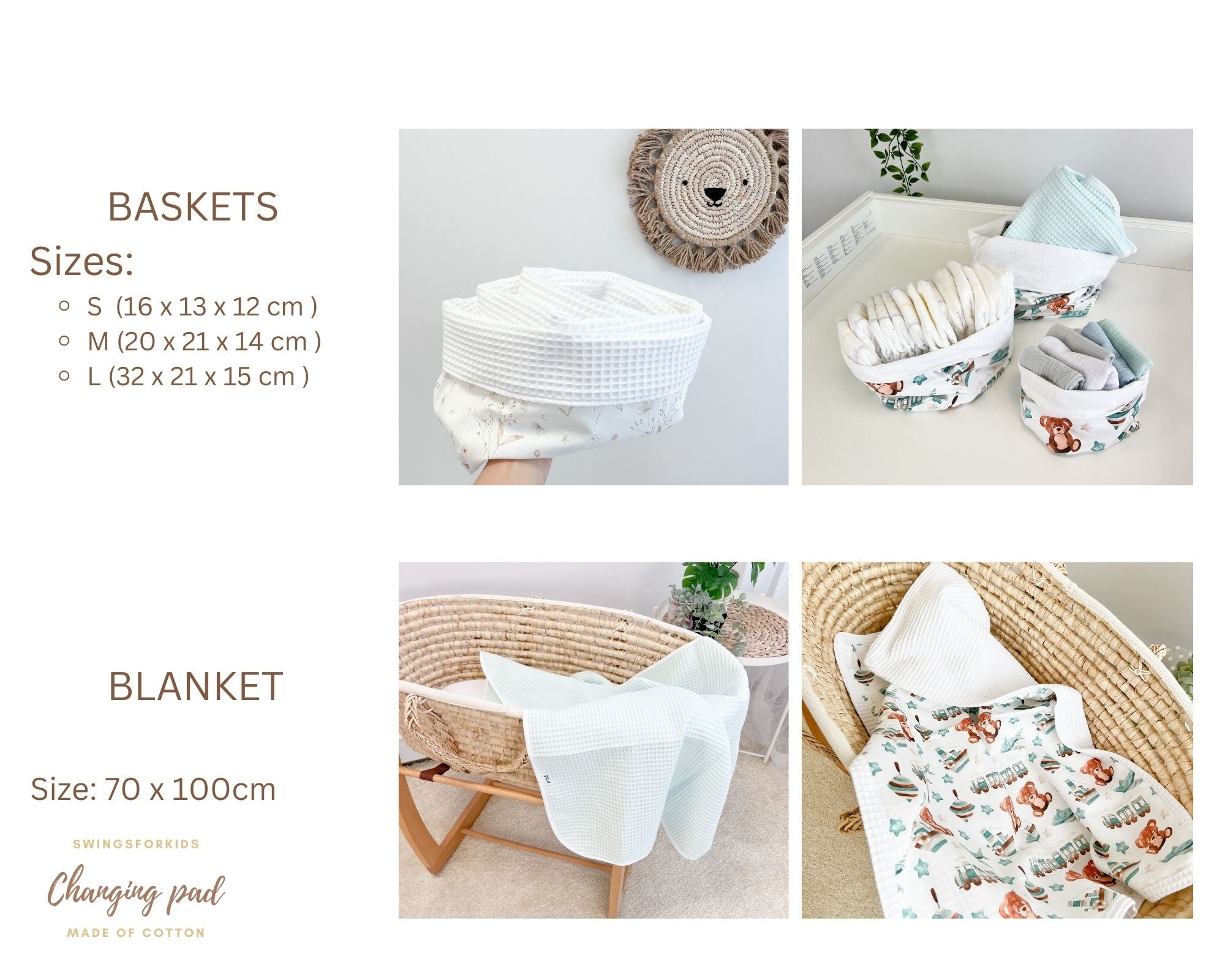 Cotton changing pad - White eucalyptus