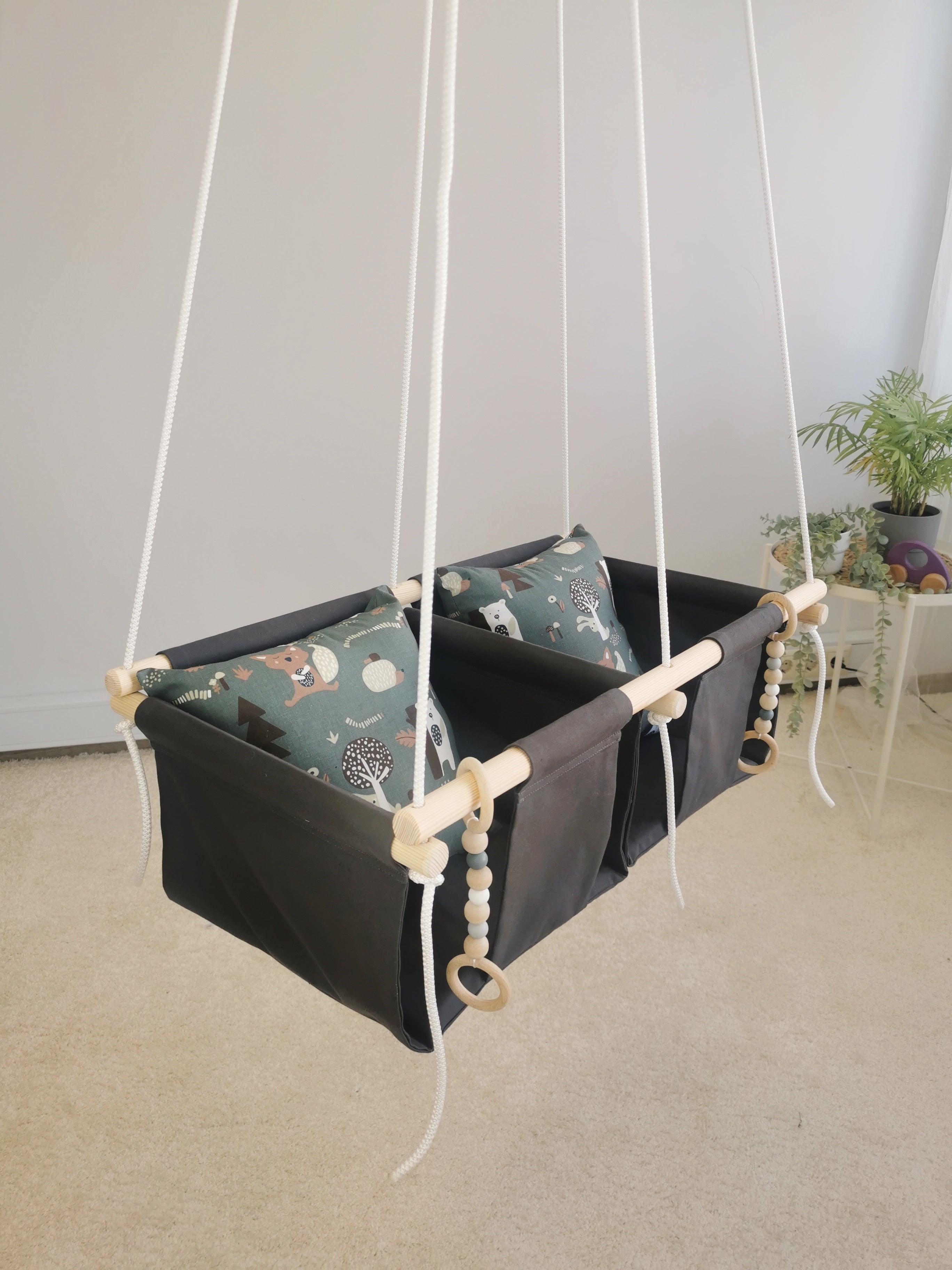 Dvīņu klasiskās šūpoles "Meža dzīvnieki"